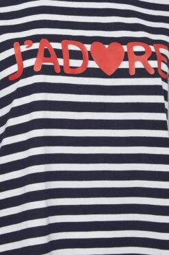 YOURS Curve Navy Blue Stripe 'J'adore' T-Shirt -Plus Size Apparel Shop bfc6b96c f94d 4a 320865 Z