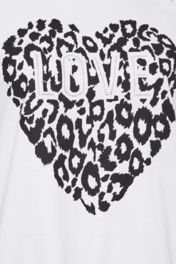 YOURS Curve White Leopard Print 'Love' Distressed T-Shirt -Plus Size Apparel Shop c0d28170 e61f 4a 320776 Z