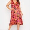 YOURS LONDON Curve Hot Pink Abstract Print Satin Wrap Dress -Plus Size Apparel Shop c20d83ab 6bdb 47 161575 A