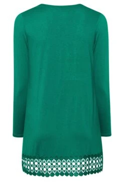 YOURS Curve Green Crochet Trim Long Sleeve Tunic Top -Plus Size Apparel Shop c48d5288 07b0 42 320341 Y