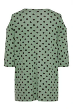 YOURS Curve Green Spot Print Cold Shoulder Top -Plus Size Apparel Shop c76fee2b 4653 46 300406 BK