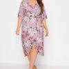 YOURS LONDON Curve Pink Floral Print Midi Wrap Dress -Plus Size Apparel Shop c7b35673 dc0d 4e 161259 A
