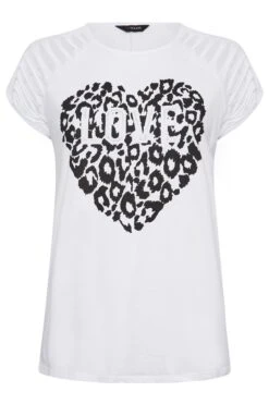 YOURS Curve White Leopard Print 'Love' Distressed T-Shirt -Plus Size Apparel Shop c7ca6436 6b90 44 320776 X