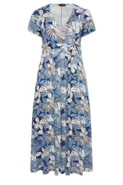 YOURS Curve Blue Leaf Print Wrap Dress 12 YOURS Curve Blue Leaf Print Wrap Dress -Plus Size Apparel Shop c8900f70 3f01 48 301607 X
