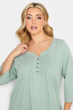 PixieGirl YOURS PETITE Curve Sage Green Cotton Henley Top -Plus Size Apparel Shop c91506e8 ae98 4d 174479 D
