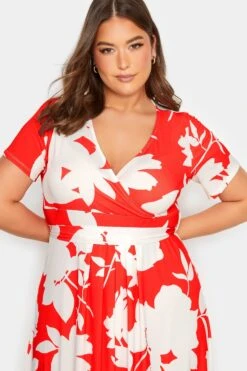 YOURS Curve Red Floral Midaxi Wrap Dress 10 YOURS Curve Red Floral Midaxi Wrap Dress -Plus Size Apparel Shop c9d051af eca7 48 301988 D
