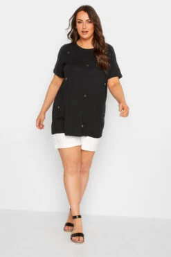 YOURS Curve Black Diamante Embellished T-Shirt