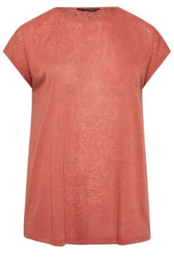 YOURS Curve Rust Orange Linen Look T-Shirt 12 YOURS Curve Rust Orange Linen Look T-Shirt -Plus Size Apparel Shop ca53fa30 9283 4e 320716 XR