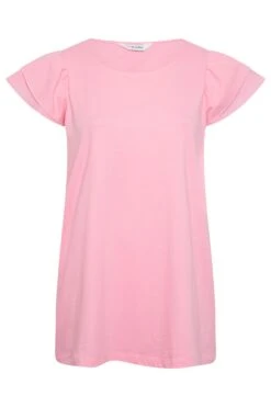 YOURS Curve Pink Frill Sleeve T-Shirt 12 YOURS Curve Pink Frill Sleeve T-Shirt -Plus Size Apparel Shop cba954aa f595 45 320652 X