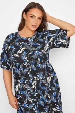 YOURS Curve Black Floral Print Tiered Midi Dress -Plus Size Apparel Shop ccd84543 f557 40 300801 D
