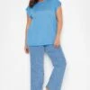 YOURS Curve Blue Linen Look T-Shirt 2 YOURS Curve Blue Linen Look T-Shirt -Plus Size Apparel Shop cd8a94cd 6330 40 320654 C