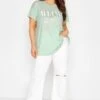 YOURS Curve Green 'Miami' Print Varsity T-Shirt 2 YOURS Curve Green 'Miami' Print Varsity T-Shirt -Plus Size Apparel Shop cdd47562 8bf1 4c 320944 B