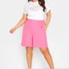 YOURS Curve Pink Elasticated Waist Pull On Shorts -Plus Size Apparel Shop ce354c83 b930 42 144773 B