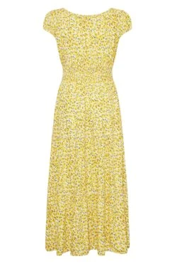 Curve Yellow Floral Print Bardot Maxi Dress -Plus Size Apparel Shop ce4ff0c9 cf23 42 137100 Y