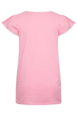 YOURS Curve Pink Frill Sleeve T-Shirt 13 YOURS Curve Pink Frill Sleeve T-Shirt -Plus Size Apparel Shop d00a09b4 8772 4f 320652 Y