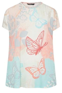 YOURS Curve White Butterfly Print T-Shirt -Plus Size Apparel Shop d082fbbc 9e77 47 302105 X