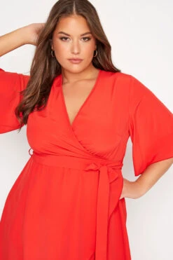 YOURS LONDON Curve Bright Red Midi Wrap Dress -Plus Size Apparel Shop d10abaf9 8e7f 4f 161738 D