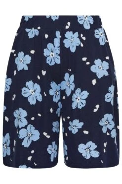 YOURS Curve Navy Blue Floral Print Jersey Shorts -Plus Size Apparel Shop d1e611e0 3a2b 47 144770 X