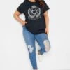 YOURS Curve Navy Blue Crown Print T-Shirt -Plus Size Apparel Shop d21e9d79 f29b 41 320939 B