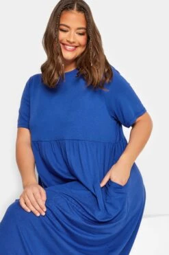 LIMITED COLLECTION Curve Blue Pocket Maxi Dress -Plus Size Apparel Shop d28c1e73 e41e 41 215717 D