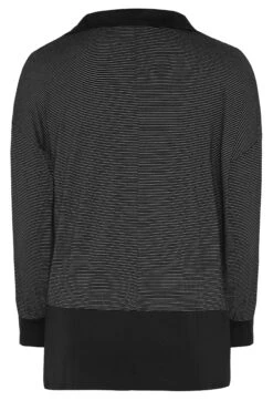 YOURS Curve Black Stripe Polo Scoop Neck Top -Plus Size Apparel Shop d38efdf7 92e6 42 301618 Y