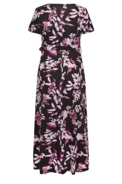 YOURS Curve Black Leaf Print Wrap Maxi Dress -Plus Size Apparel Shop d398e907 f0af 4d 137434 Y