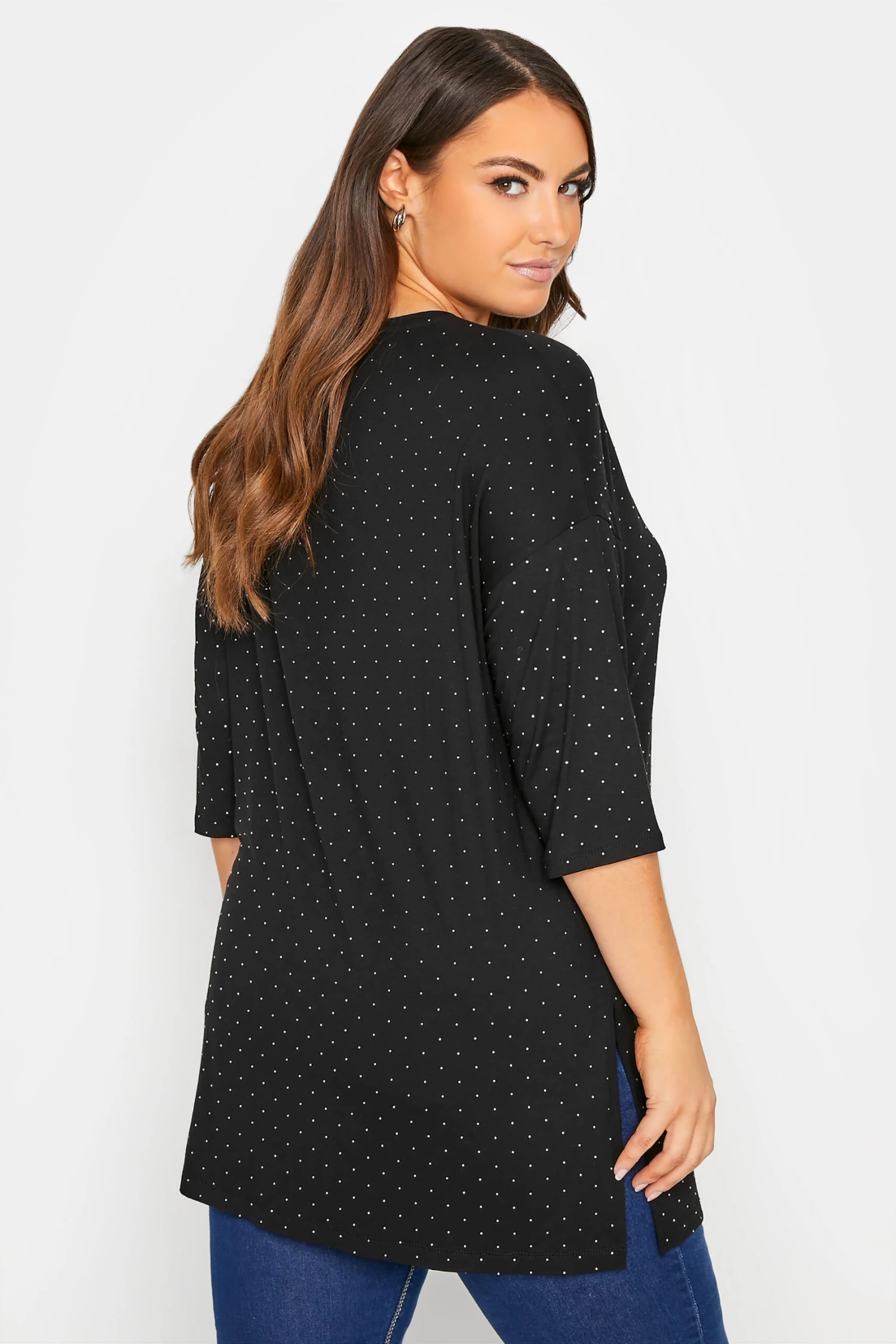 Curve Black Stud Embellished T-Shirt 4 Curve Black Stud Embellished T-Shirt - Image 2