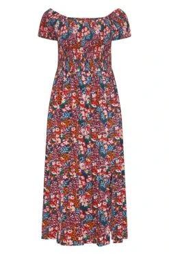 YOURS Curve Pink Floral Print Bardot Maxi Dress -Plus Size Apparel Shop d4795356 0801 43 137098 X