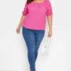 YOURS Curve Pink Textured Bubble Hem Top -Plus Size Apparel Shop d5c5bdf3 36c7 45 320927 B