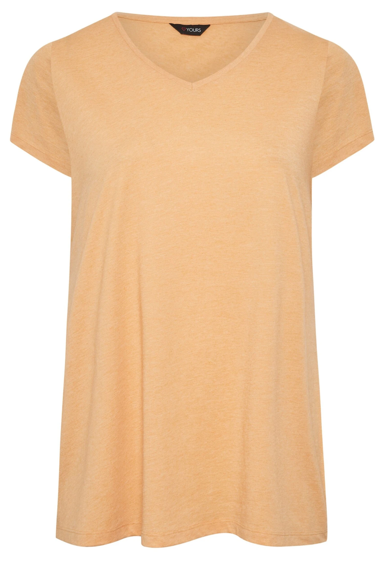 YOURS Curve Orange Marl Essential V-Neck T-Shirt 6 YOURS Curve Orange Marl Essential V-Neck T-Shirt - Image 4