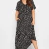 LIMITED COLLECTION Curve Black Daisy Pleat Front Maxi Dress -Plus Size Apparel Shop d8106c28 077f 42 214475 B