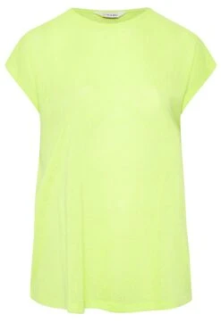 YOURS Curve Lime Green Linen Look T-Shirt -Plus Size Apparel Shop d894a61b 3e4f 43 320717 XR