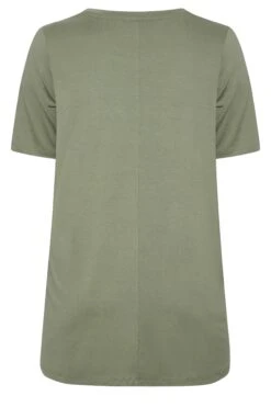 YOURS Curve Khaki Green Floral Foil Print T-Shirt -Plus Size Apparel Shop d914bdd9 aa43 4b 302182 Y