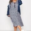 YOURS Curve Blue Ditsy Print Tiered Midi Dress -Plus Size Apparel Shop d9666065 d500 4d 301008 C