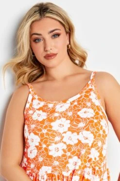 YOURS Curve Orange Floral Tiered Maxi Sundress -Plus Size Apparel Shop db3a11fc 5b6f 47 137360 D