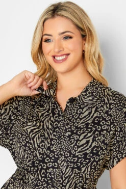 YOURS Curve Black & Beige Animal Print Spilt Hem Maxi Shirt Dress -Plus Size Apparel Shop db82c48f 1b5c 4f 301489 D