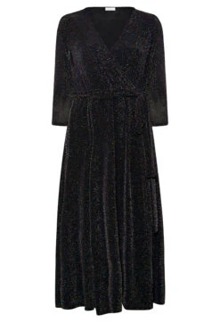 YOURS LONDON Curve Black & Rainbow Glitter Wrap Dress 12 YOURS LONDON Curve Black & Rainbow Glitter Wrap Dress -Plus Size Apparel Shop dc41562f faa8 46 161641 X