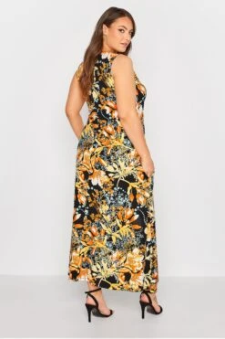 YOURS Curve Black & Orange Floral Maxi Dress -Plus Size Apparel Shop dda8067c ffd3 4f 300810 C