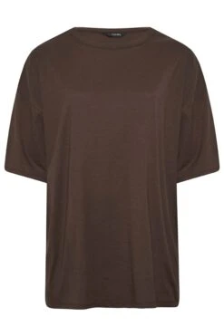 YOURS Curve Chocolate Brown Oversized Boxy T-Shirt -Plus Size Apparel Shop ddc03c59 30da 4a 320545 X