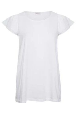 YOURS Curve White Frill Sleeve T-Shirt 12 YOURS Curve White Frill Sleeve T-Shirt -Plus Size Apparel Shop dedcac75 f9e7 44 320651 X