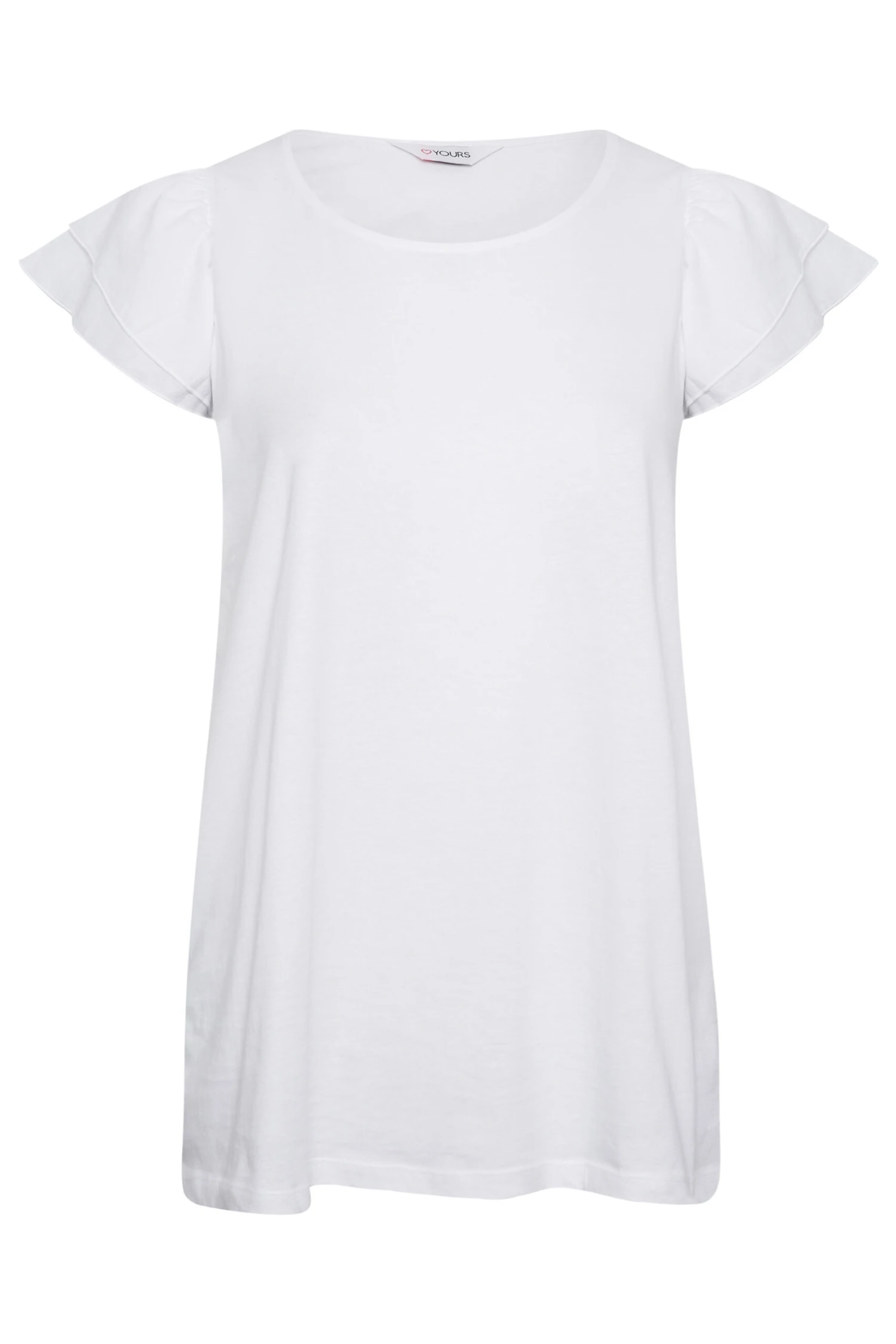 YOURS Curve White Frill Sleeve T-Shirt 7 YOURS Curve White Frill Sleeve T-Shirt - Image 5