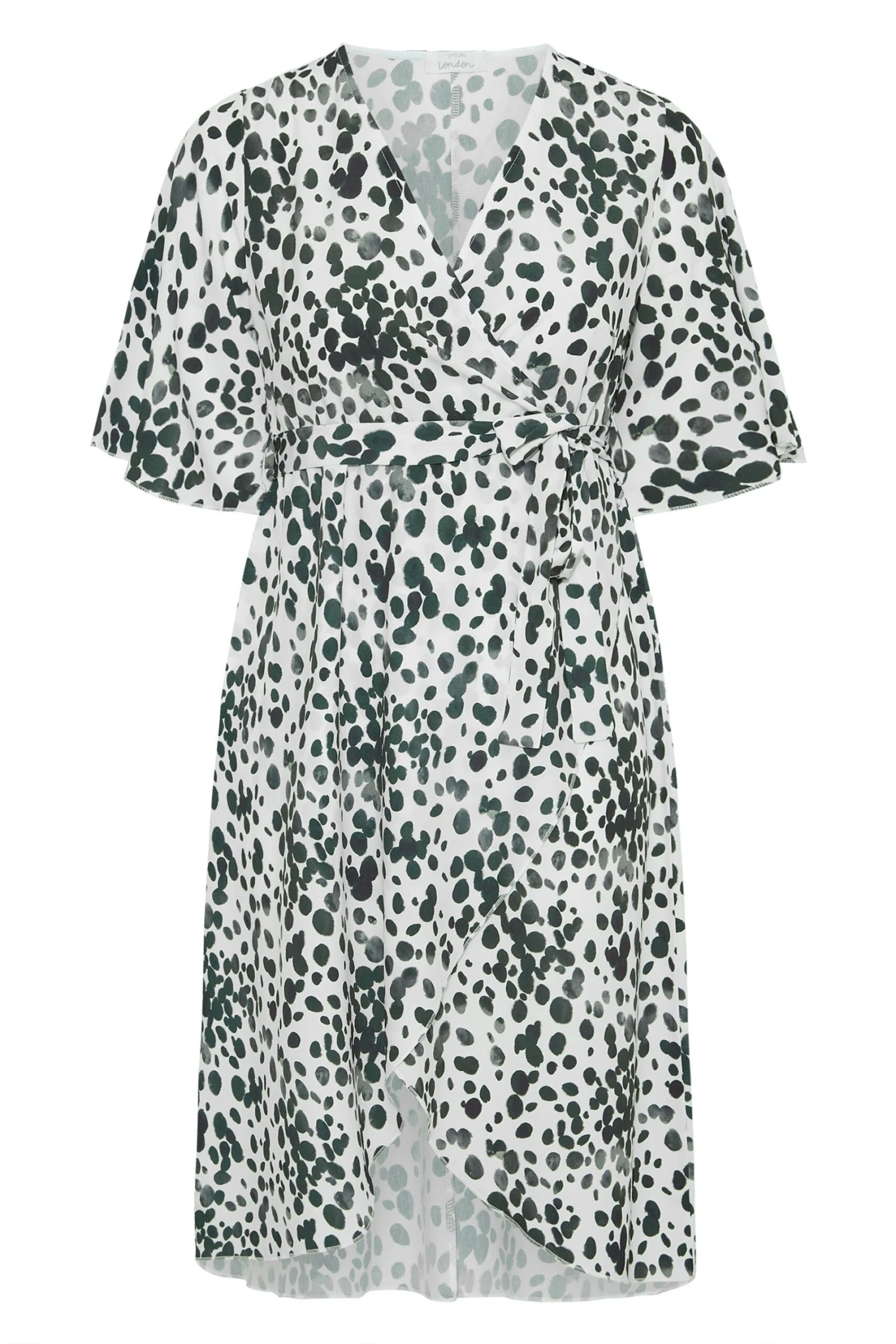 YOURS LONDON Curve White Dalmatian Print Wrap Dress 7 YOURS LONDON Curve White Dalmatian Print Wrap Dress - Image 5