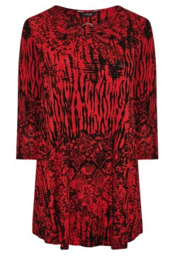 YOURS Curve Red Mixed Animal Print Swing Top -Plus Size Apparel Shop df67e77b aeac 46 191921 X