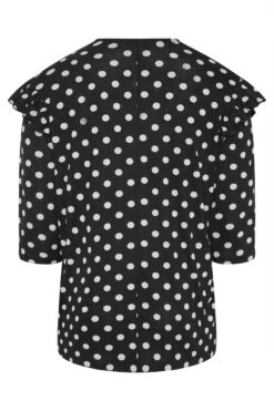 YOURS Curve Black Spot Print Tie Neck Top -Plus Size Apparel Shop dfa260dc e58f 44 300394 BK