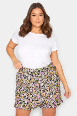 YOURS Curve Black Floral Skort -Plus Size Apparel Shop dfc1715d d49b 44 144804 A