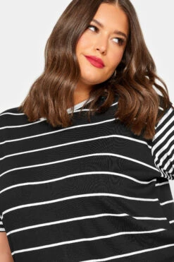 LIMITED COLLECTION Curve Black Mixed Stripe Print T-Shirt -Plus Size Apparel Shop e33148d9 83ef 4b 215618 D