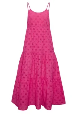 YOURS PETITE Curve Hot Pink Broderie Anglaise Strap Maxi Dress -Plus Size Apparel Shop e3abd93b c7d5 4e 174638 X