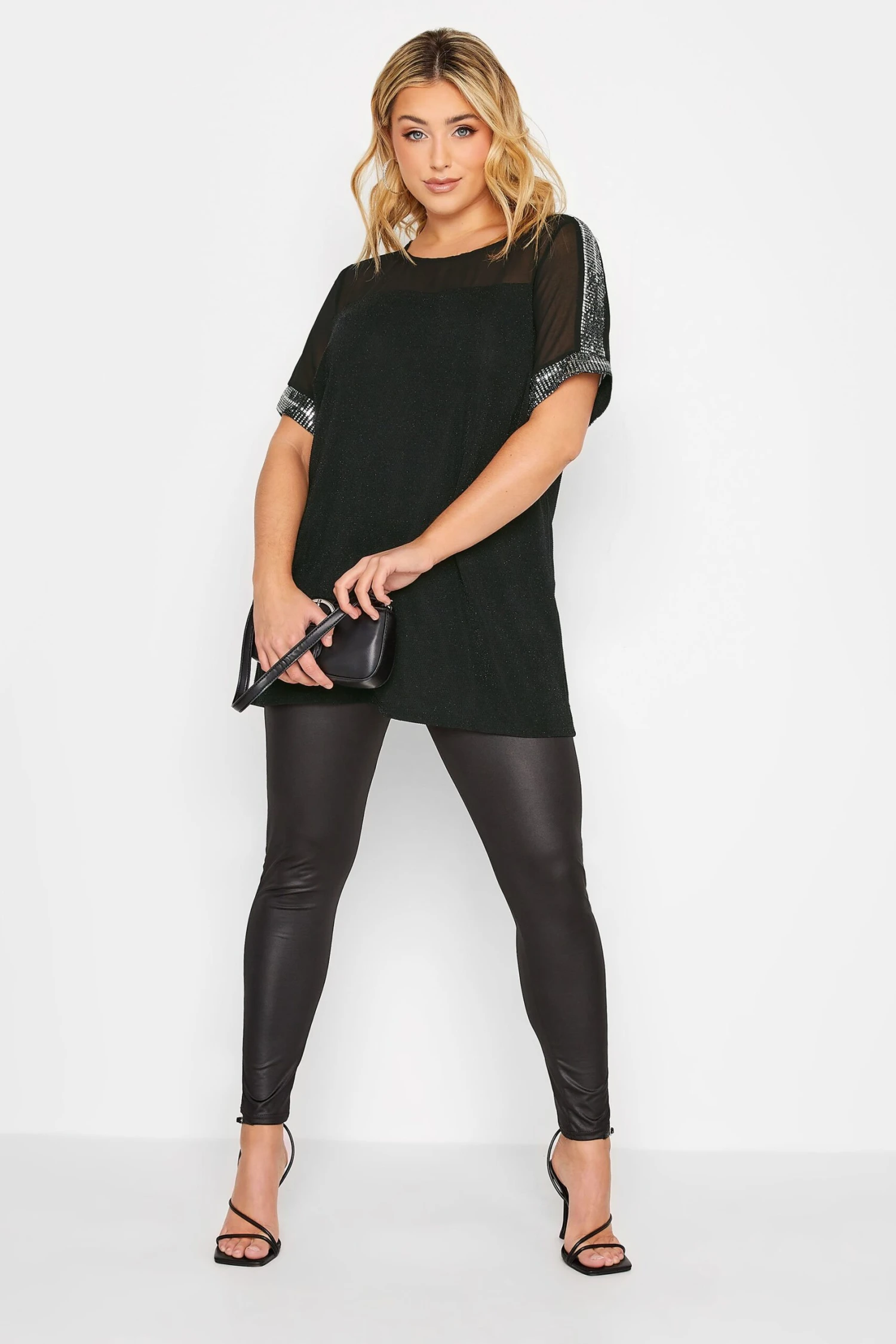 YOURS Curve Black Chiffon Sequin Top 3 YOURS Curve Black Chiffon Sequin Top