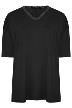 YOURS Curve Black Lace Neck T-Shirt -Plus Size Apparel Shop e4400678 34c1 46 301857 X