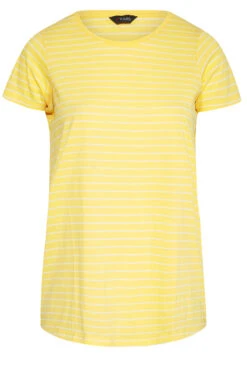 YOURS Curve Yellow Stripe Short Sleeve T-Shirt -Plus Size Apparel Shop e5558fa1 49b2 49 191774 F